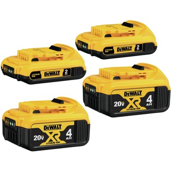 BATTERIES | Dewalt (4) 20V MAX 4 Ah and 2 Ah Lithium Ion Batteries - DCB324-4