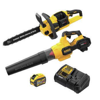 DEWALT FLEXVOLT SYSTEM | Dewalt 60V MAX FLEXVOLT Brushless Lithium-Ion Cordless Handheld Axial Blower and 16 in. Chainsaw Bundle (3 Ah) - DCBL772X1-DCCS670B