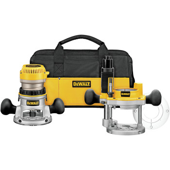 WOODWORKING TOOLS | Factory Reconditioned Dewalt DW618PKBR 2-1/4 HP EVS Fixed/Plunge Base Router Combo Kit with Soft Case